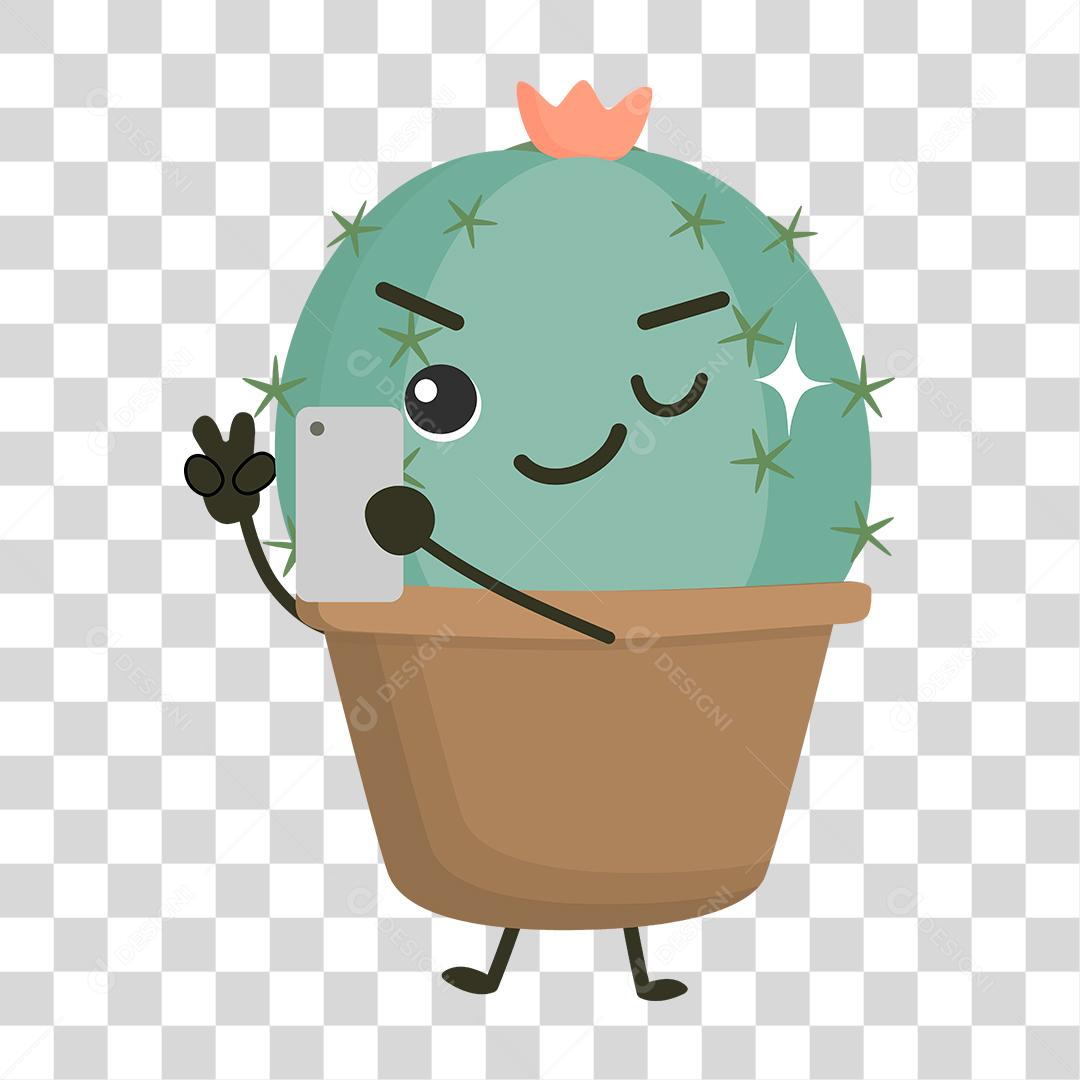 Desenho de um cacto com expressões