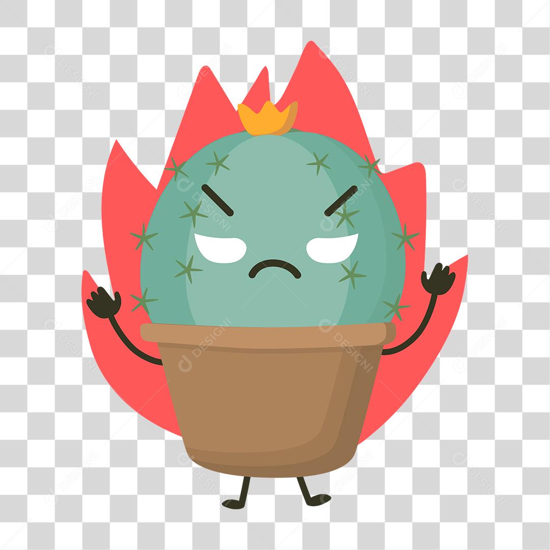 Desenho de um cacto com expressões