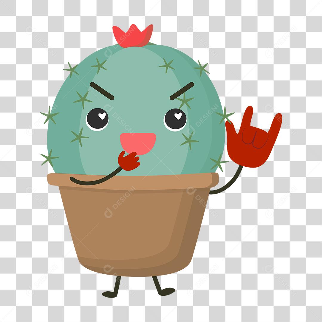 Desenho de um cacto com expressões