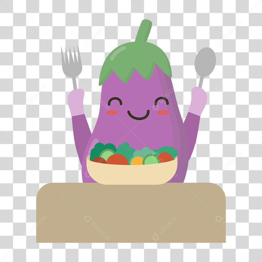 Desenho de verdura fofinha comendo