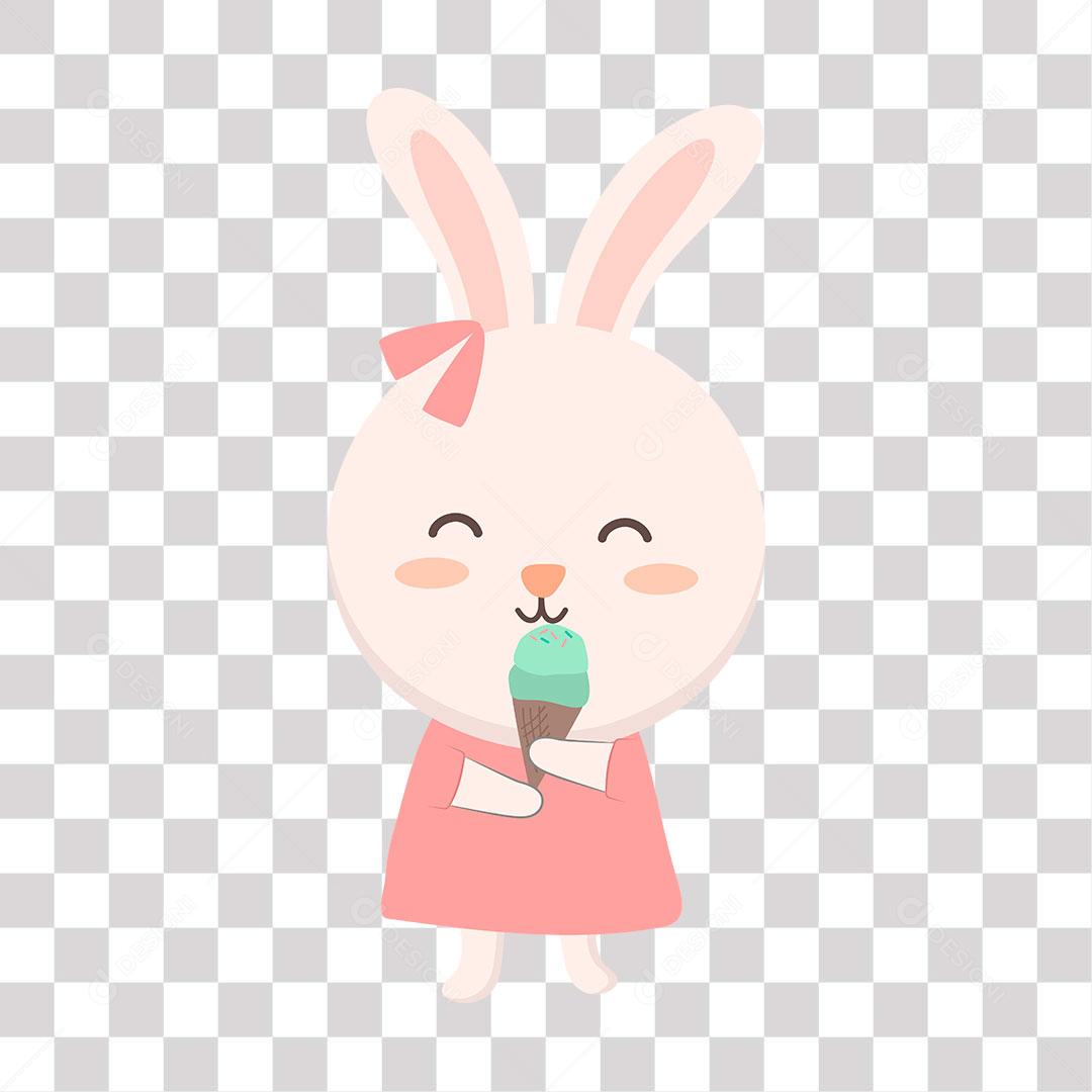 desenho de coelhinha tomando sorvete