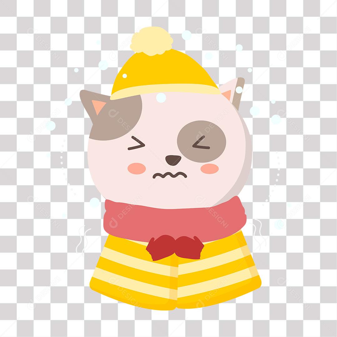 desenho de gatinho com roupa de frio