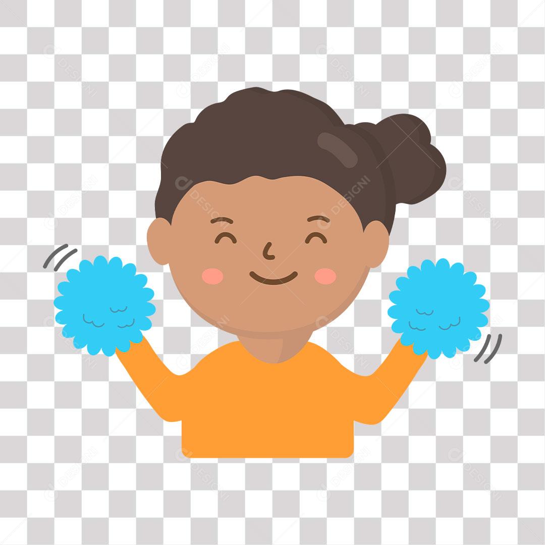 desenho de menina com pompom nas mãos