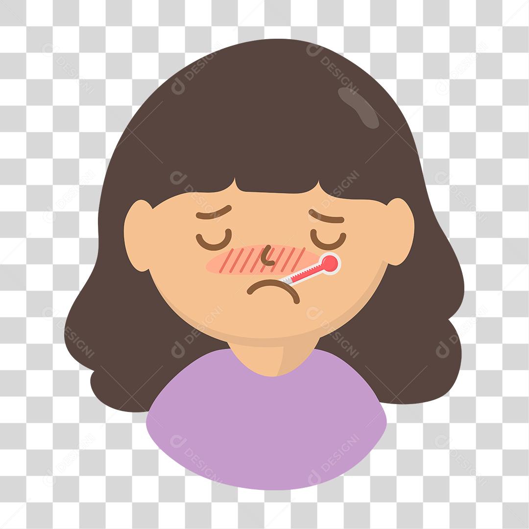 Desenho de mulher com febre alta termômetro