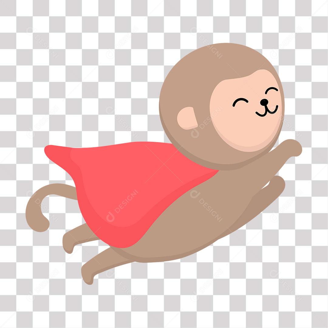 desenho de emoji de macaco voando com capa de super herói