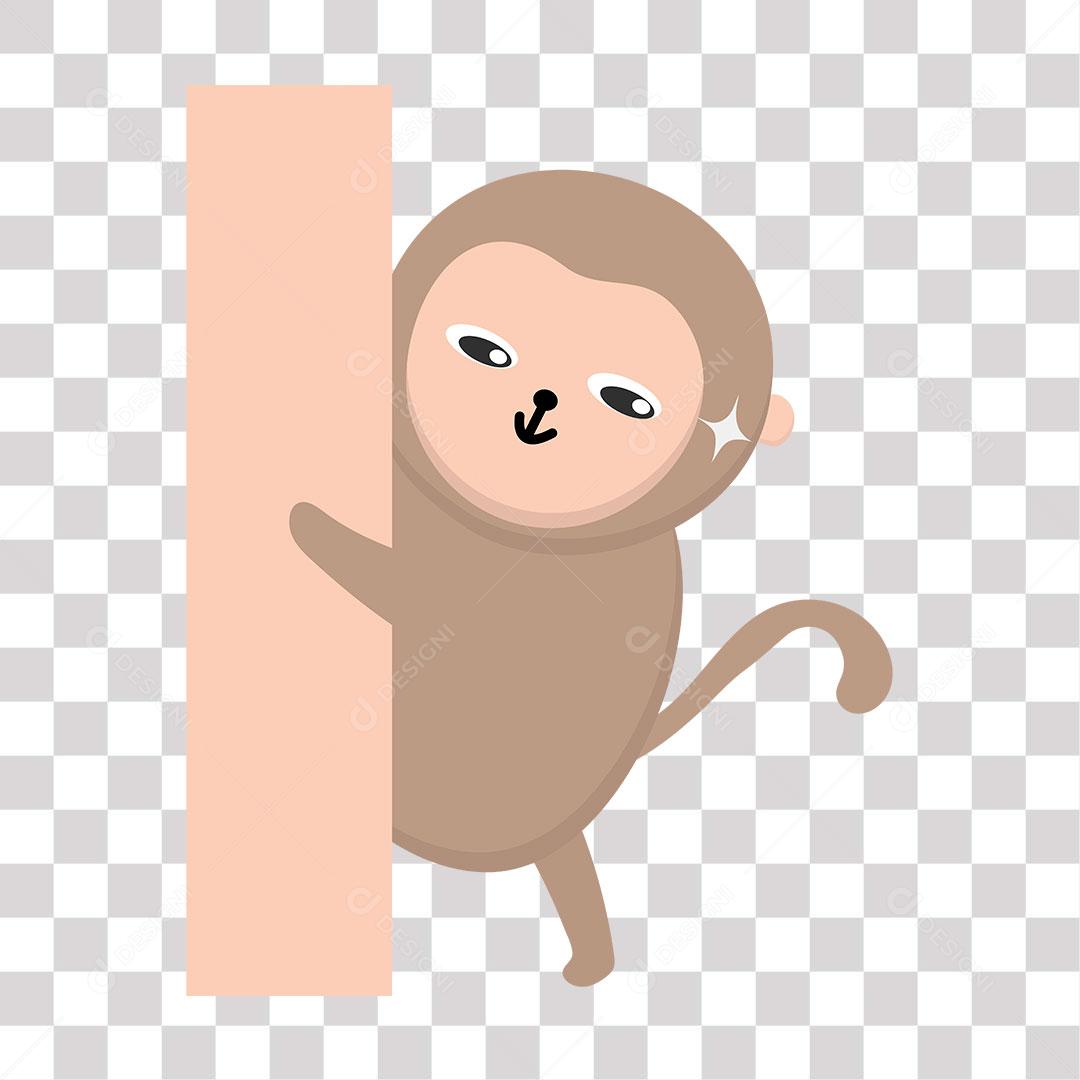 desenho de emoji de macaco agarrado em tronco