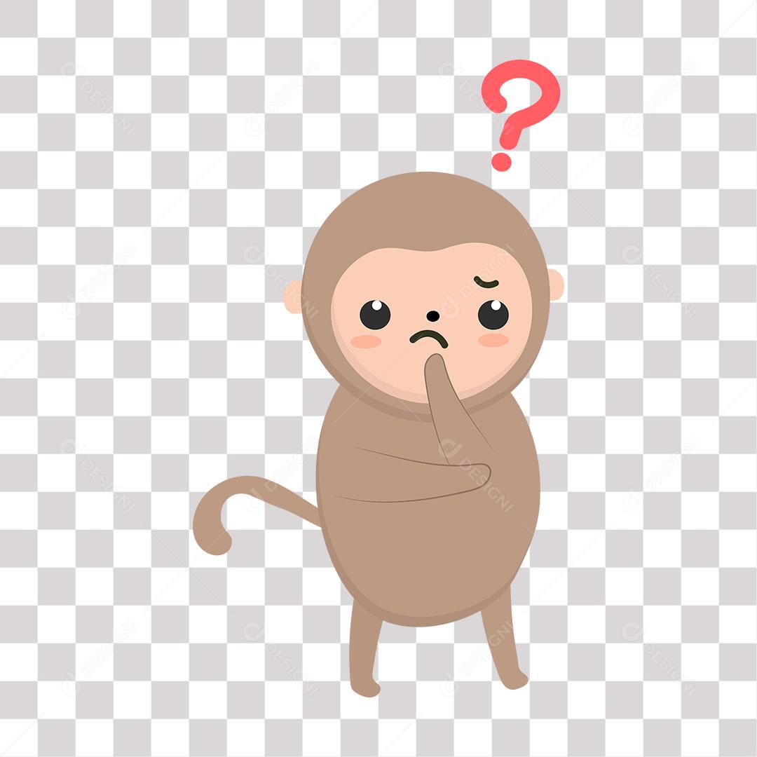 desenho de emoji de macaco com duvida
