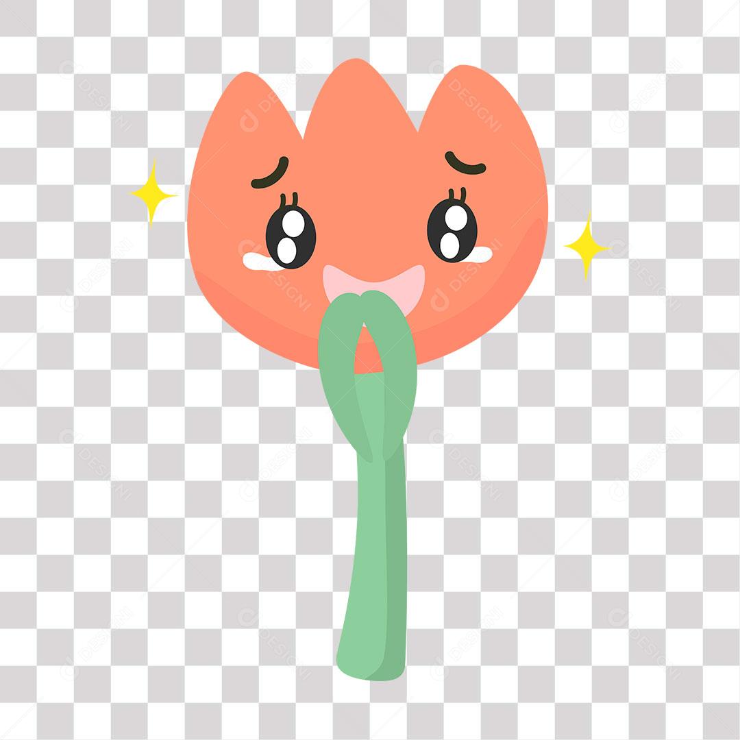 desenho de emoji de flor tímida com carinha vermelha