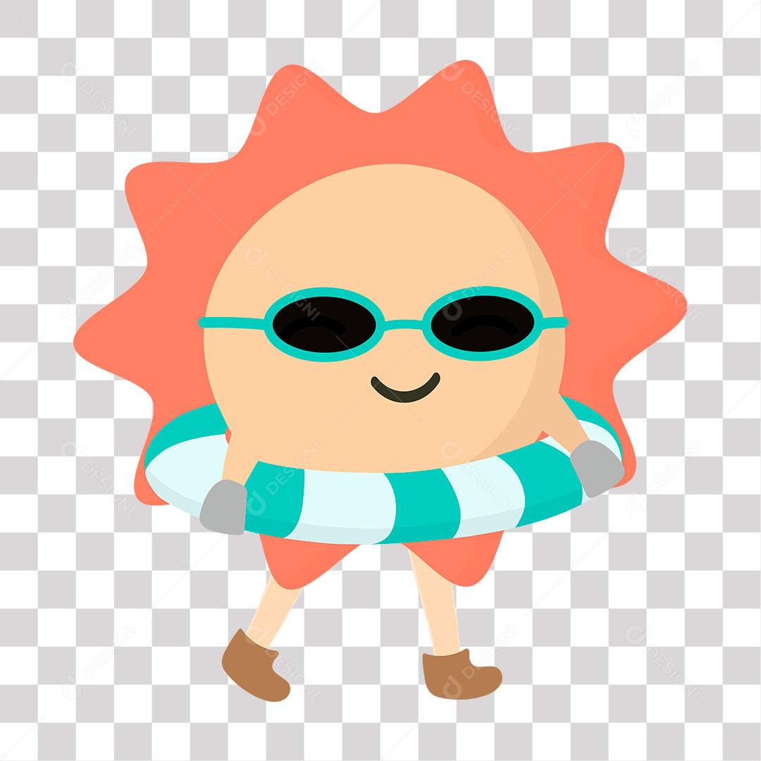 desenho de emoji de sol com boiá e óculos de sol