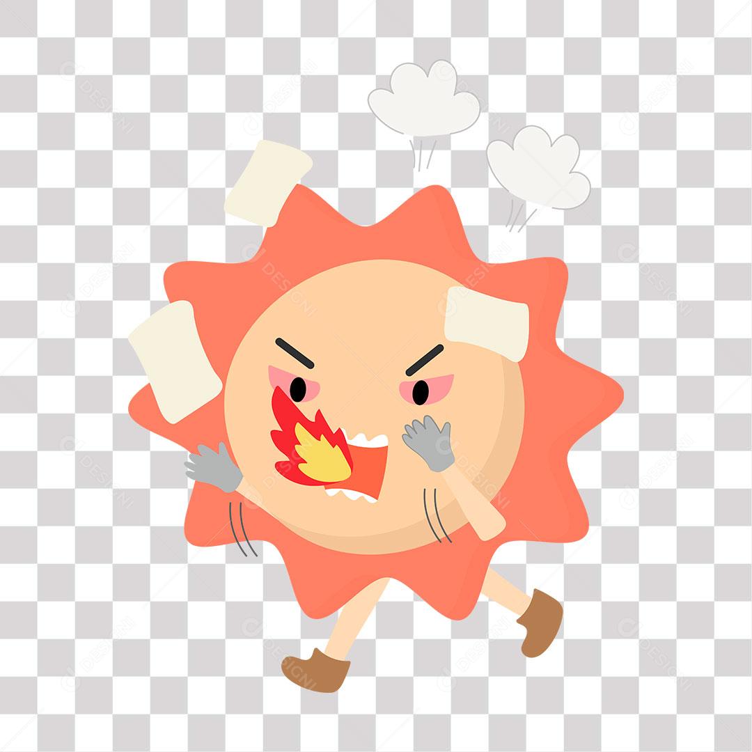 desenho de emoji de sol muito zangado