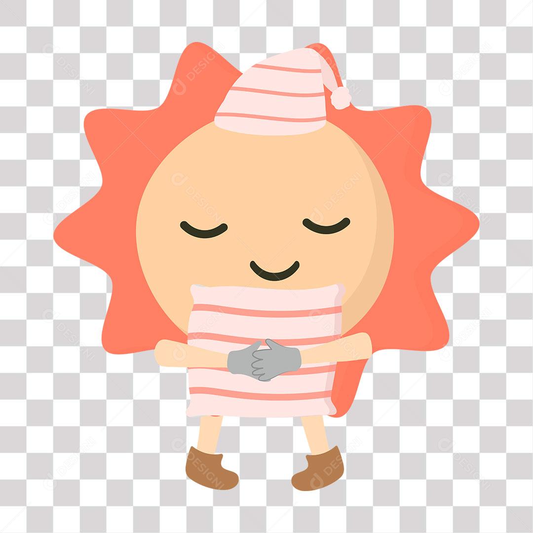 desenho de emoji de sol com roupa de dormir