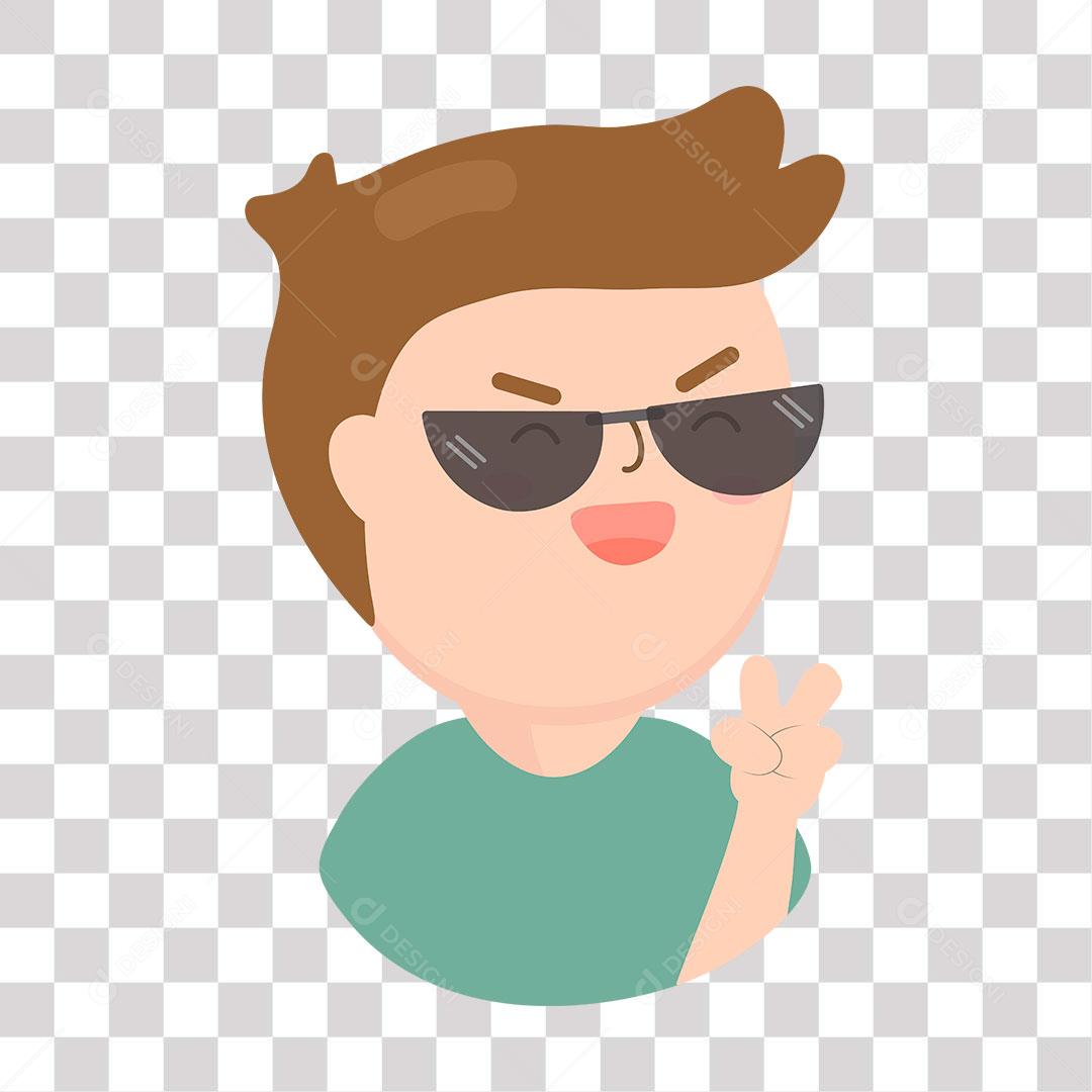 desenho de emoji de homem de óculos fazendo sinal com a mão