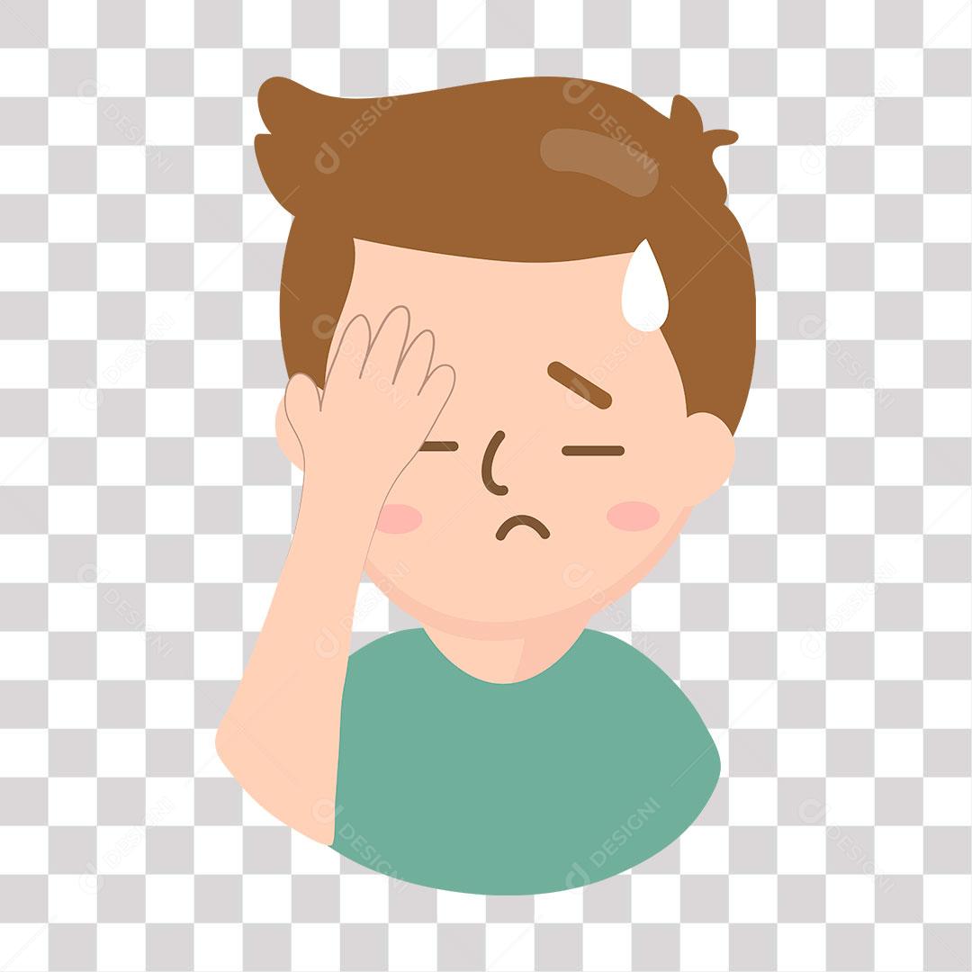 desenho de emoji de homem fazendo sinal com se algo tivesse dado errado