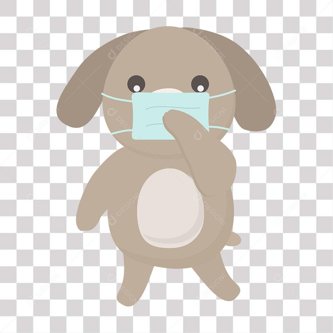 desenho de emoji de cachorro usando mascara de proteção