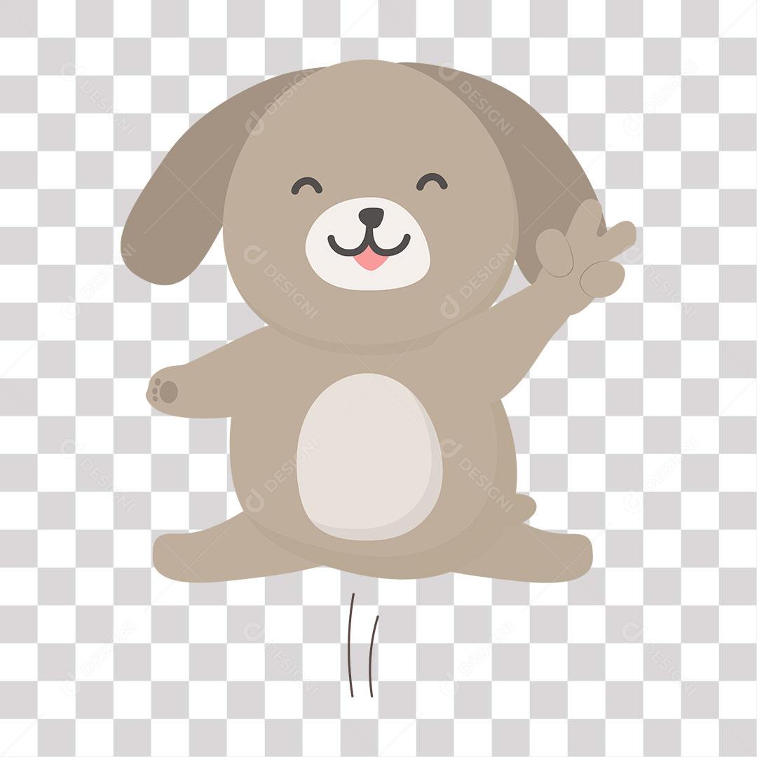 desenho de emoji de cachorrinho feliz fazendo sinal com a pata