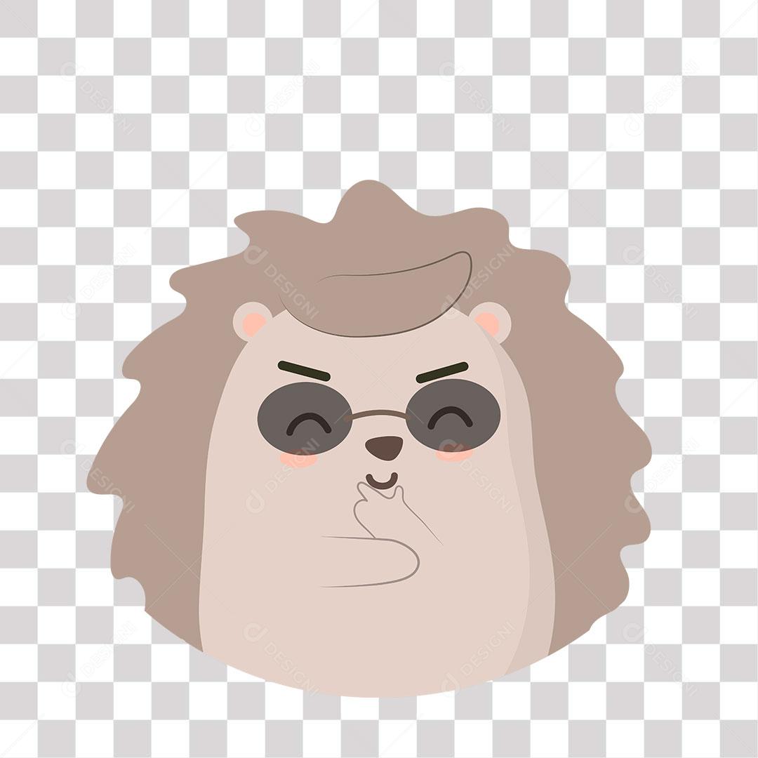 desenho de emoji de porco espinho com óculos pensando