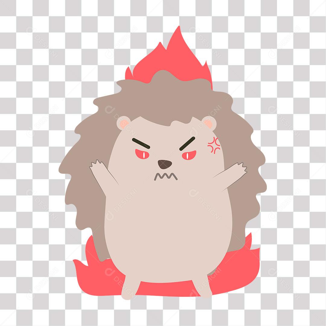 desenho de emoji de porco espinho furioso de raiva