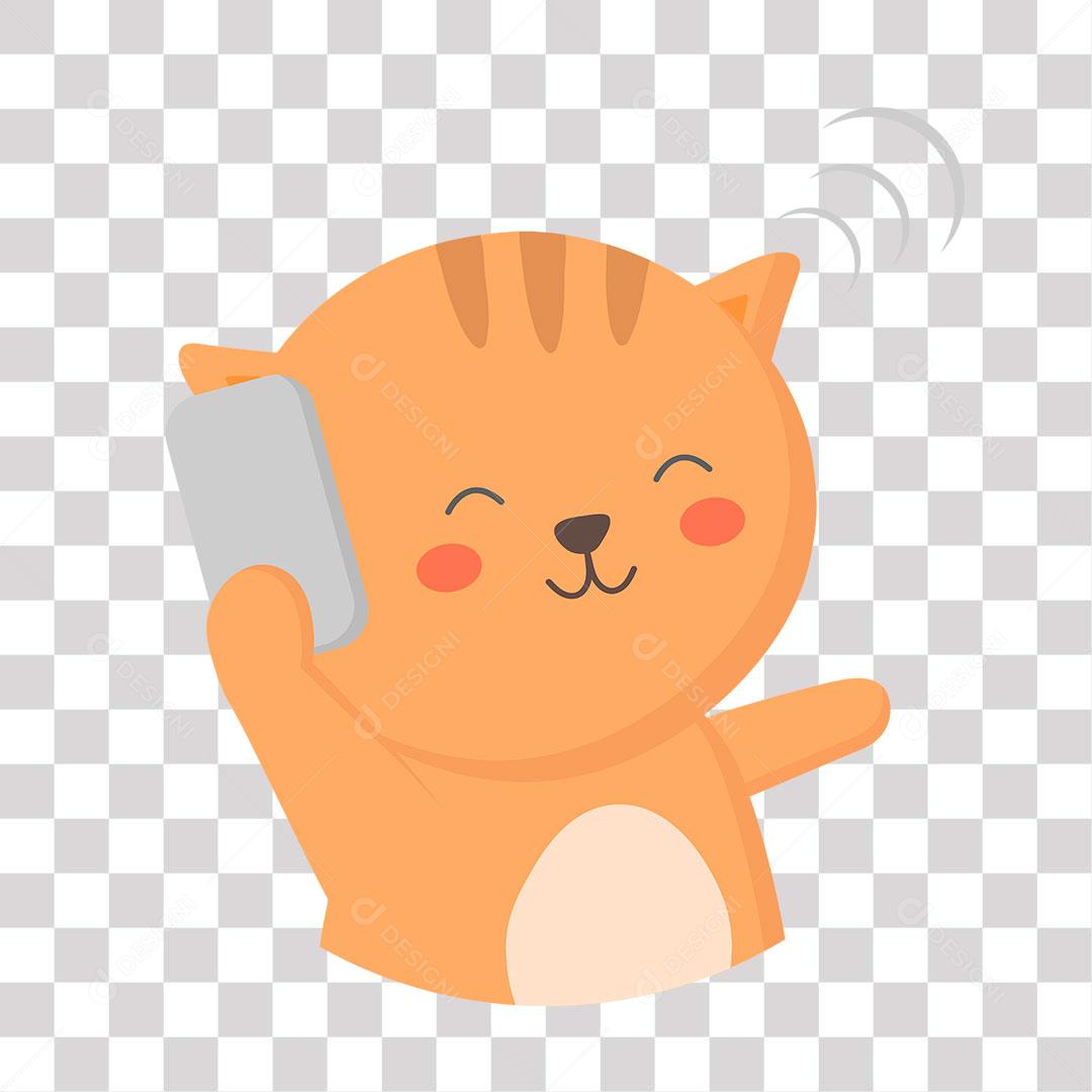 desenho de emoji de gatinho  falando ao celular