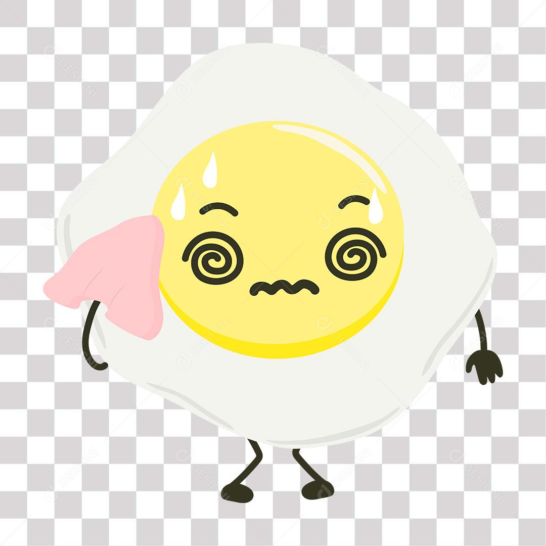 desenho de emoji de ovo tonto e nervoso