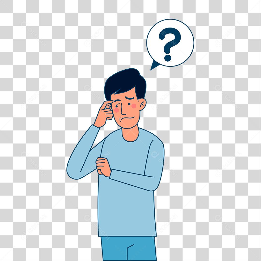 Desenho de homem com duvidas