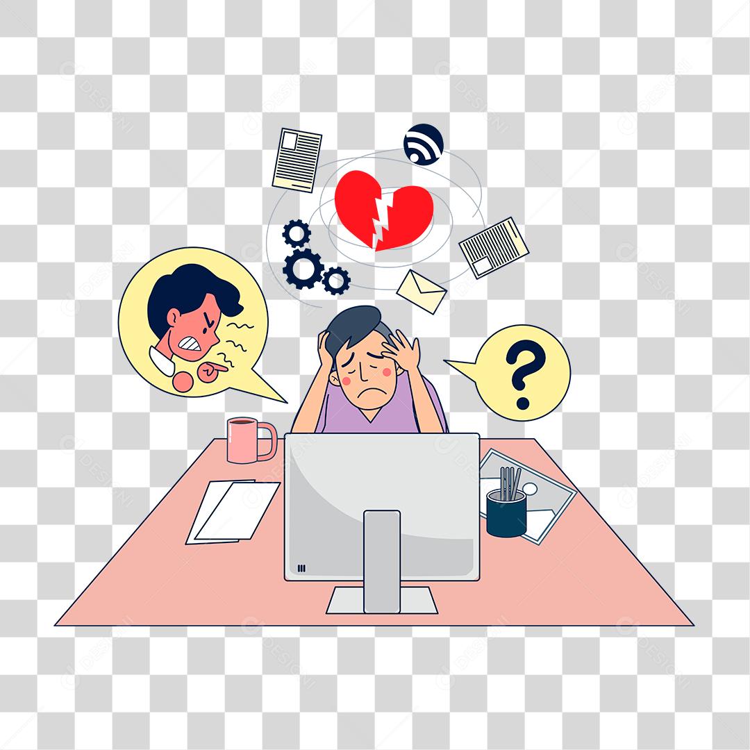 Desenho de homem Conceito pessoa triste criticas