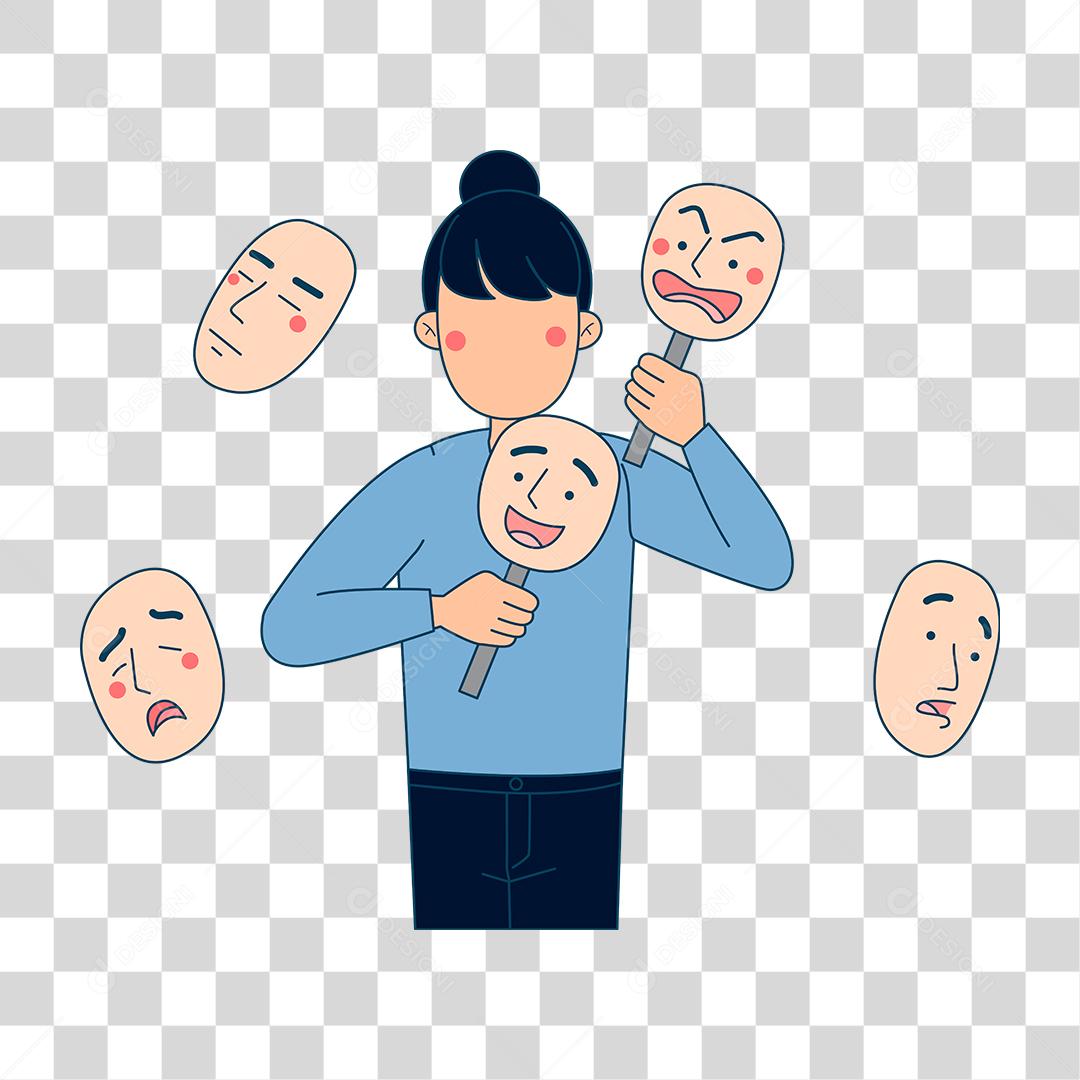 Desenho de pessoas com varias caras