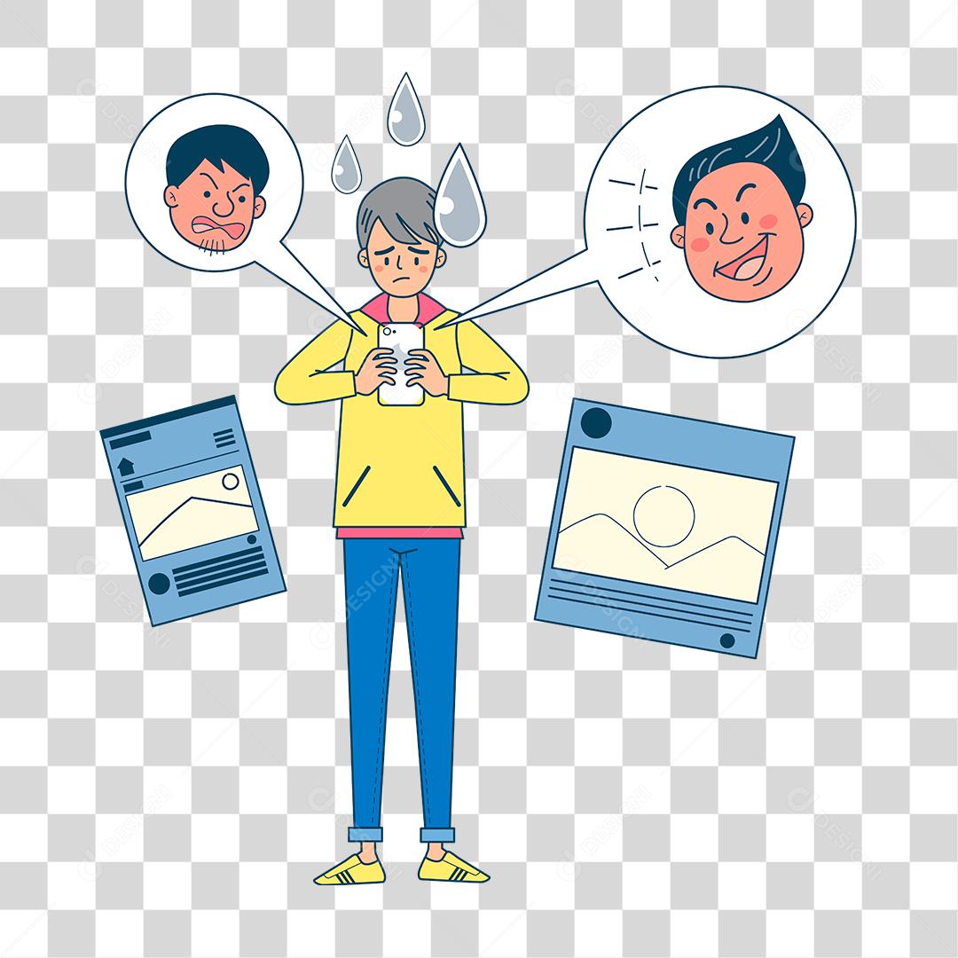 Desenho de homem Conceito de Homem sendo criticado internet