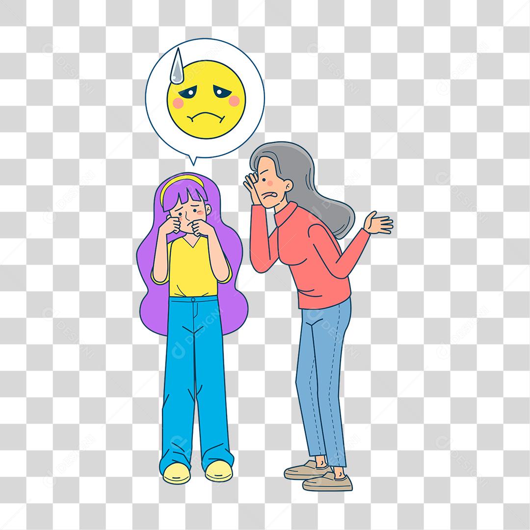 Desenho de mãe brigando com sua filha