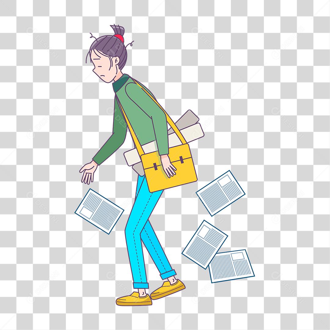 Desenho de mulher entregando cartas mensageira