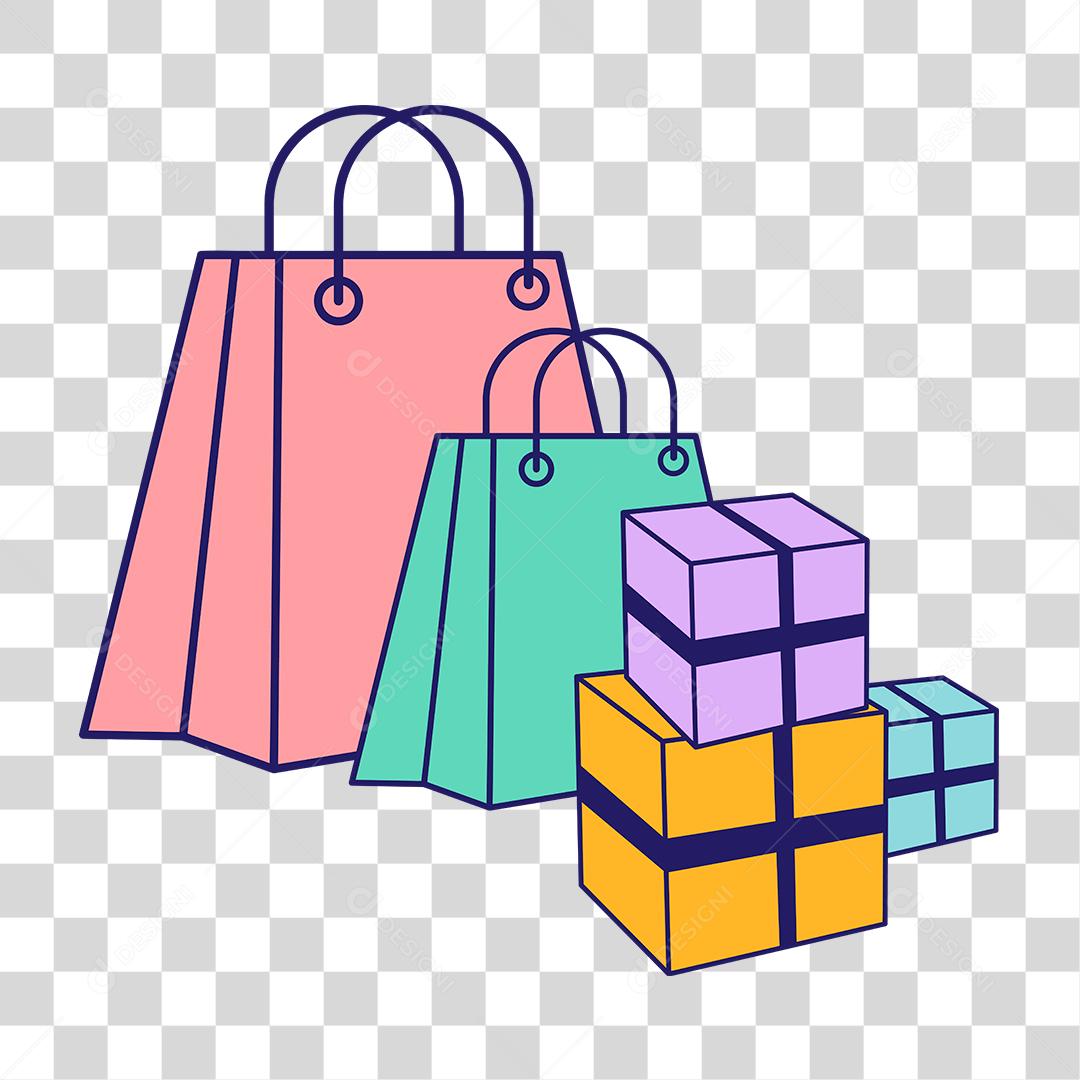 Desenho de sacolas caixas