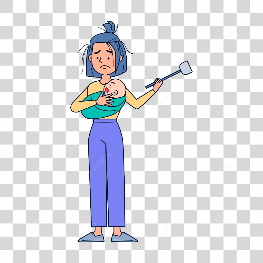 Desenho de mulher com bebe no colo