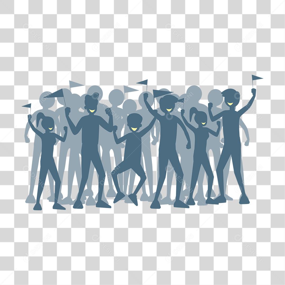 Desenho pessoas reunida sobre uma festa