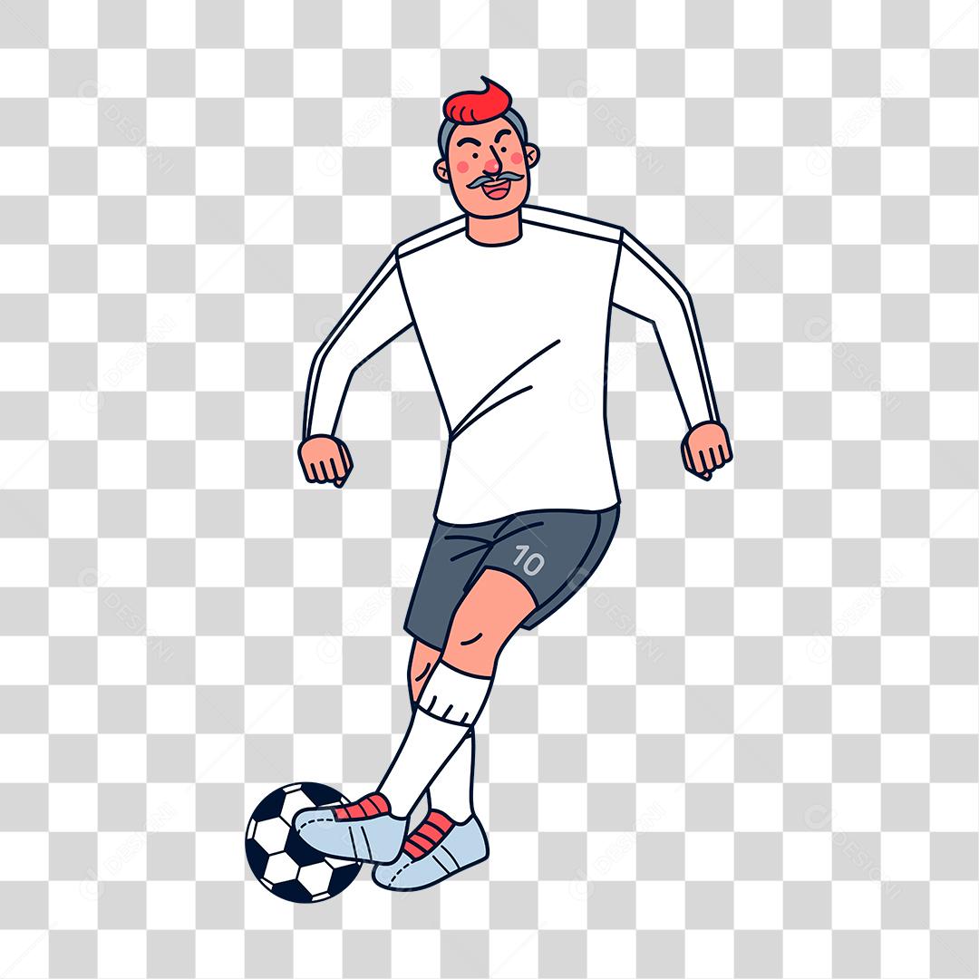 Desenho de homem jogador de bola futebol