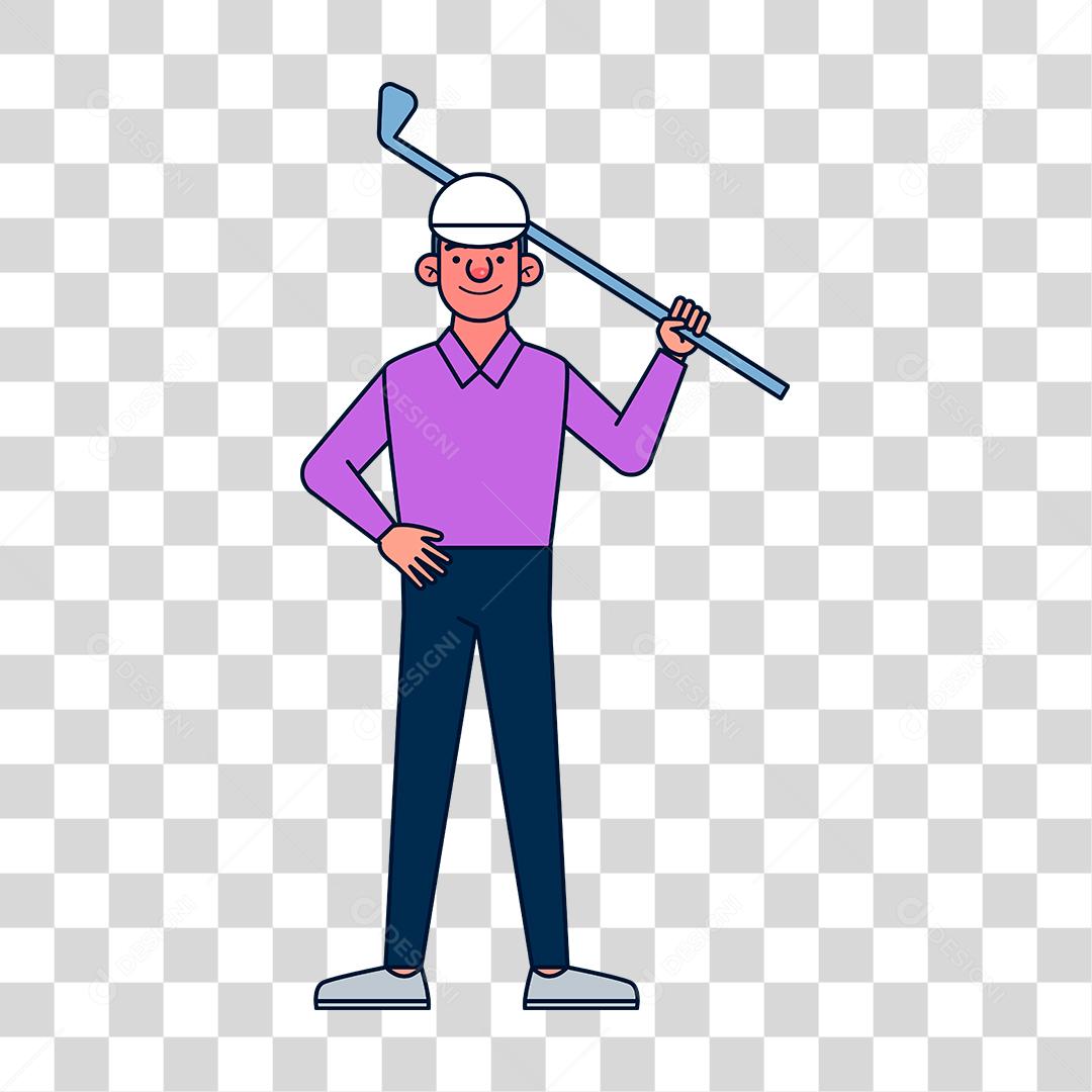 Desenho de homem jogador de golfe