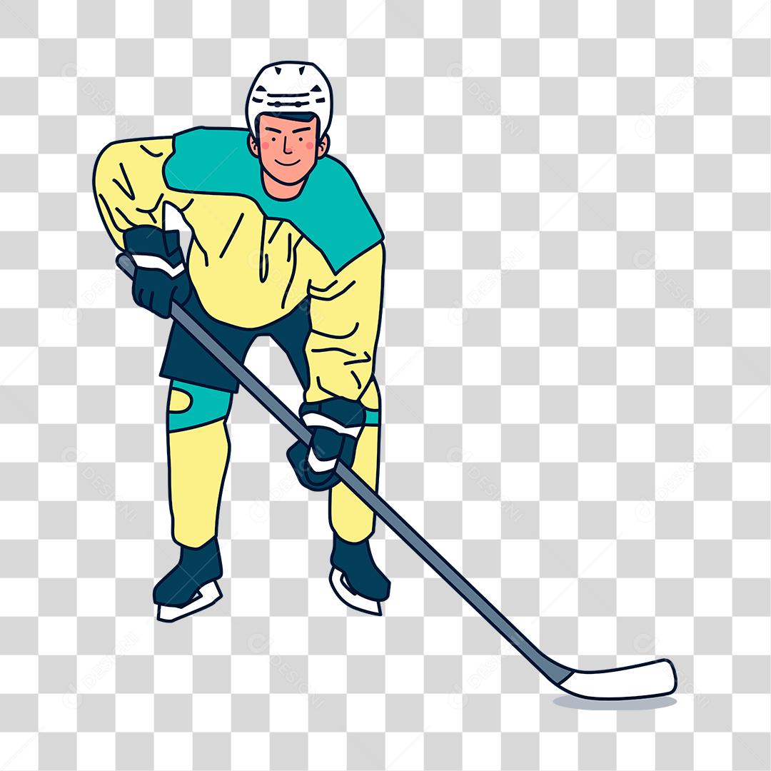 Desenho de homem jogador de ski no gelo