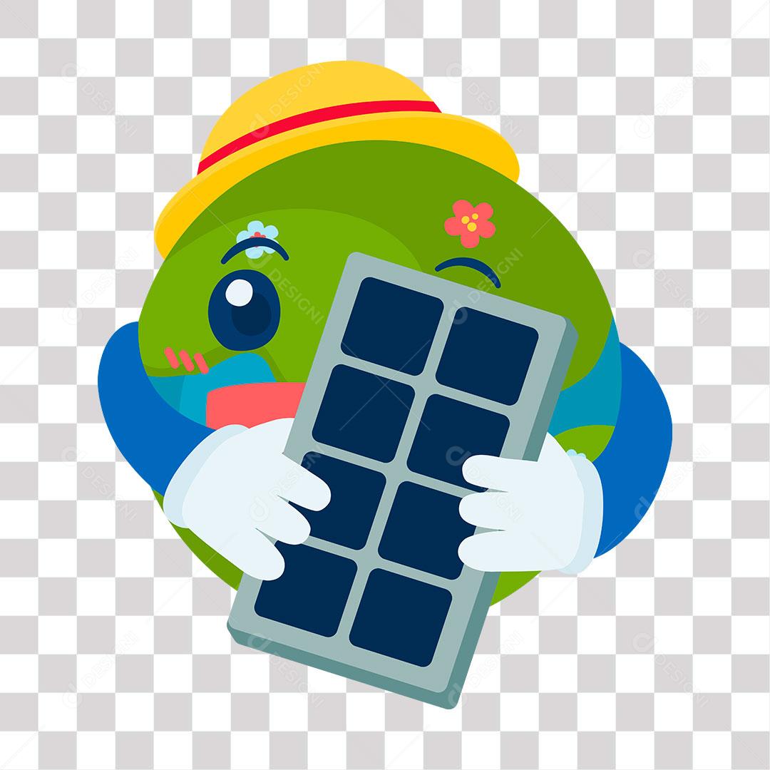 desenho de planeta terra feliz com a energia limpa e sustentável