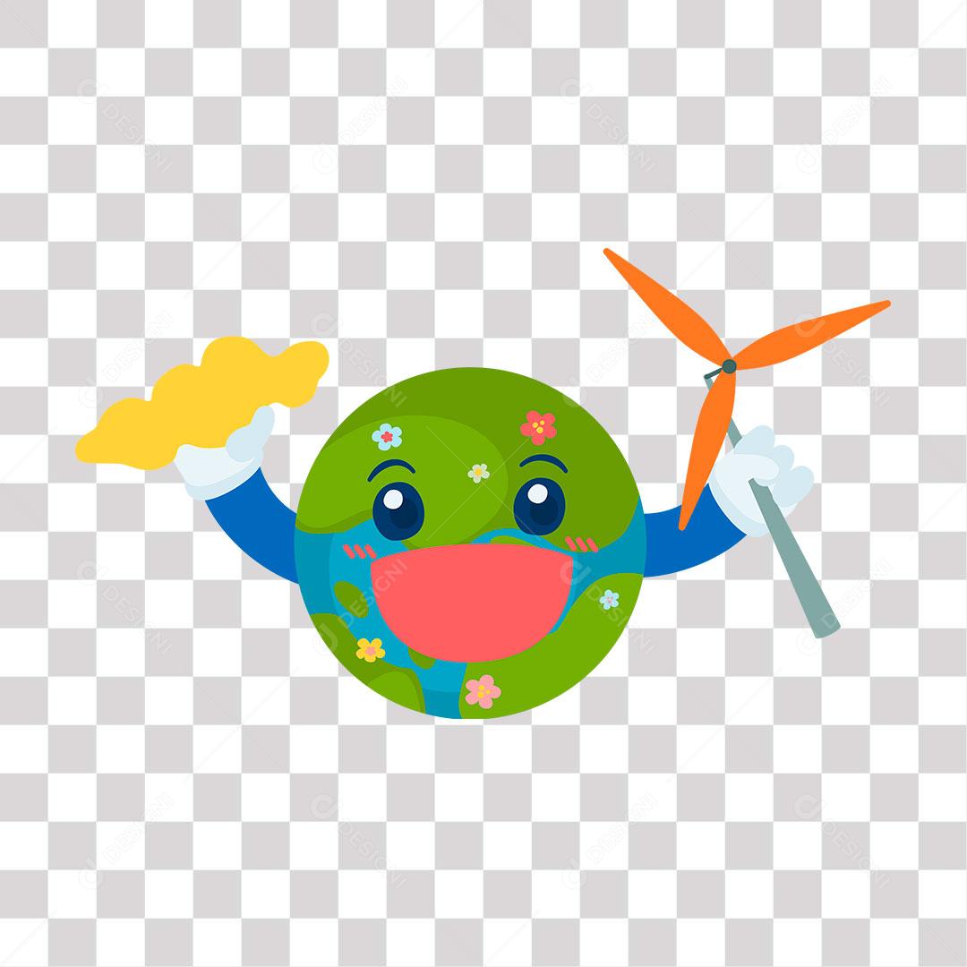 desenho de planeta feliz com a energia limpa e sustentável