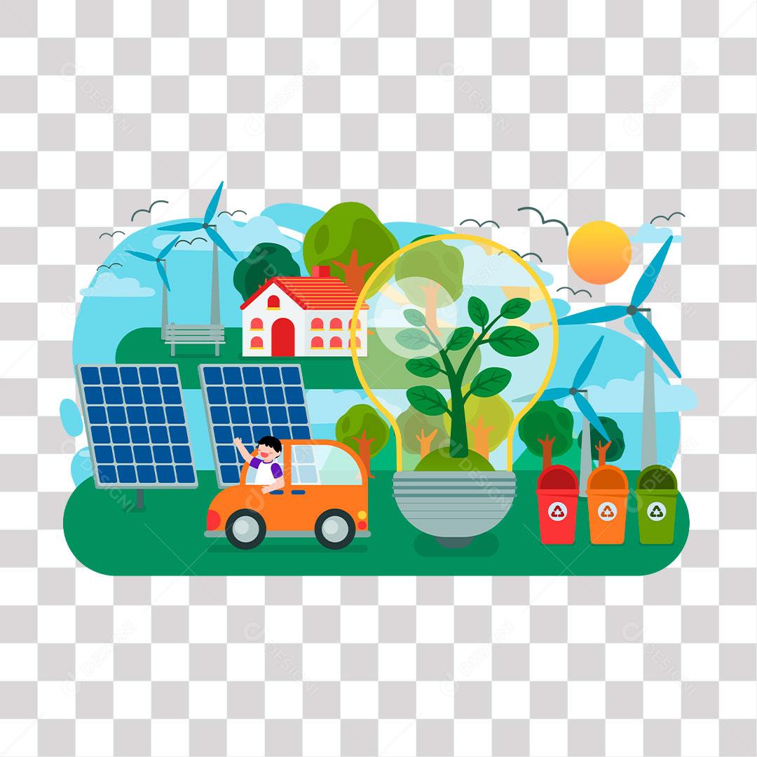 desenho de preservação ao meio ambiente com energia sustentável e limpa