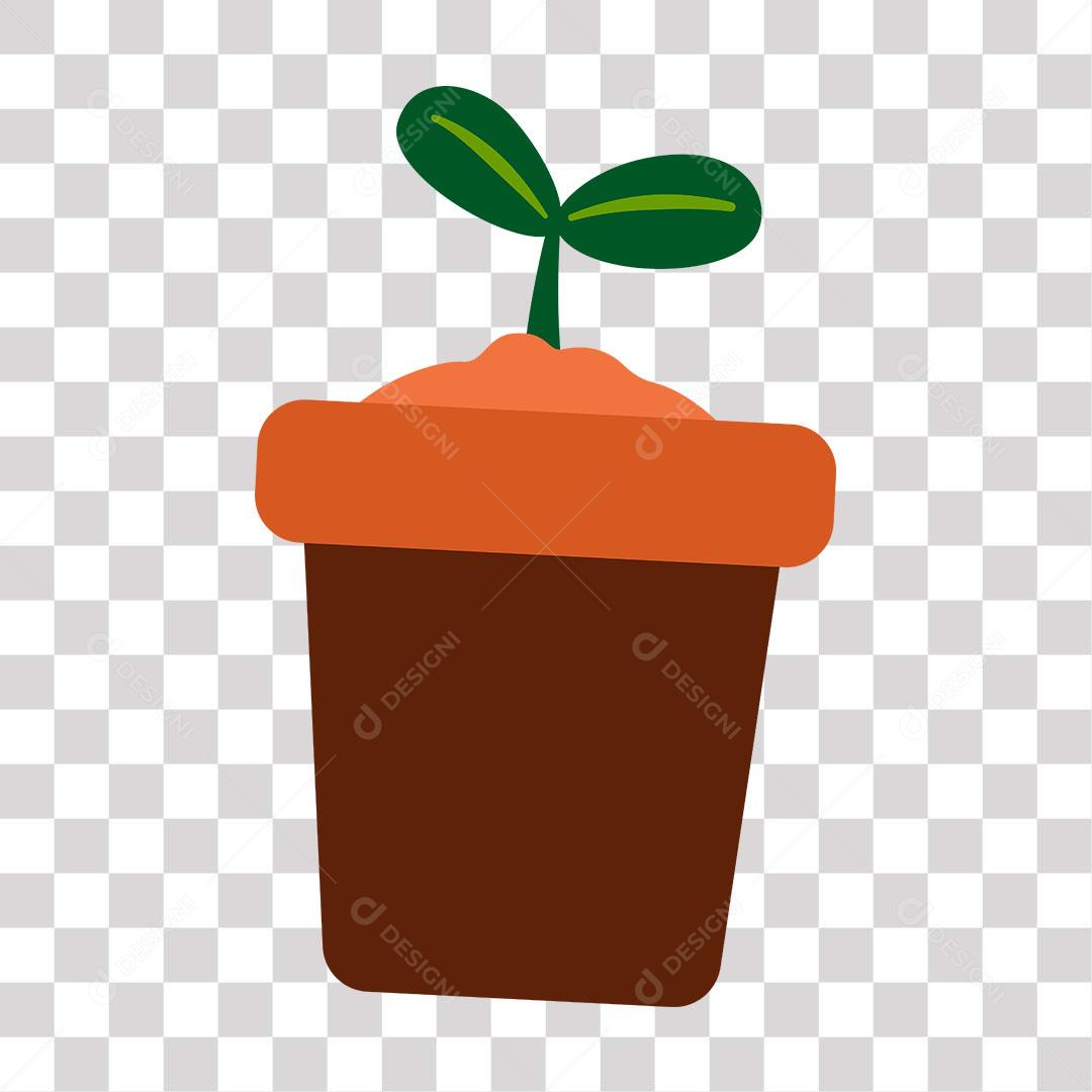 desenho de jarro de planta com muda ja crescida