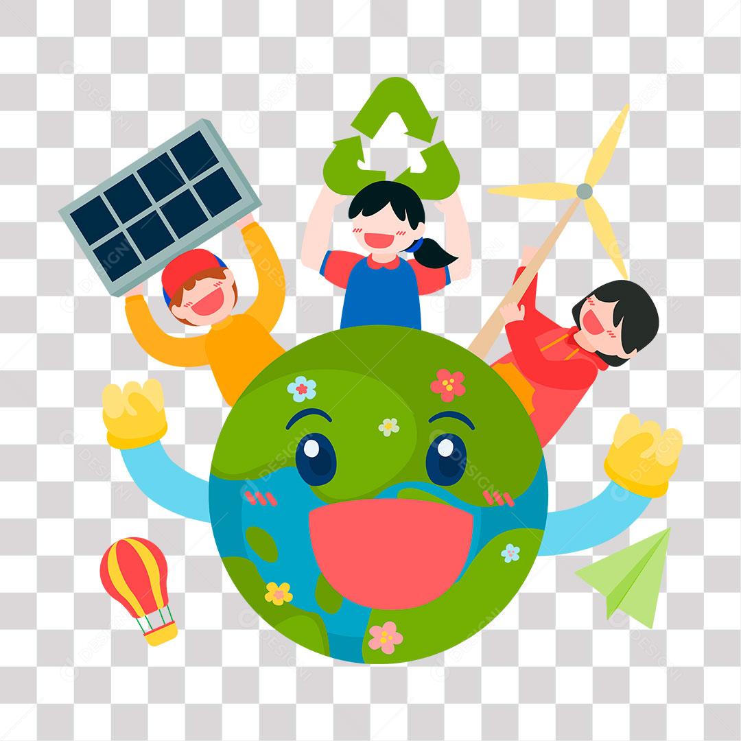 desenho de crianças cuidando e preservando o  meio ambiente