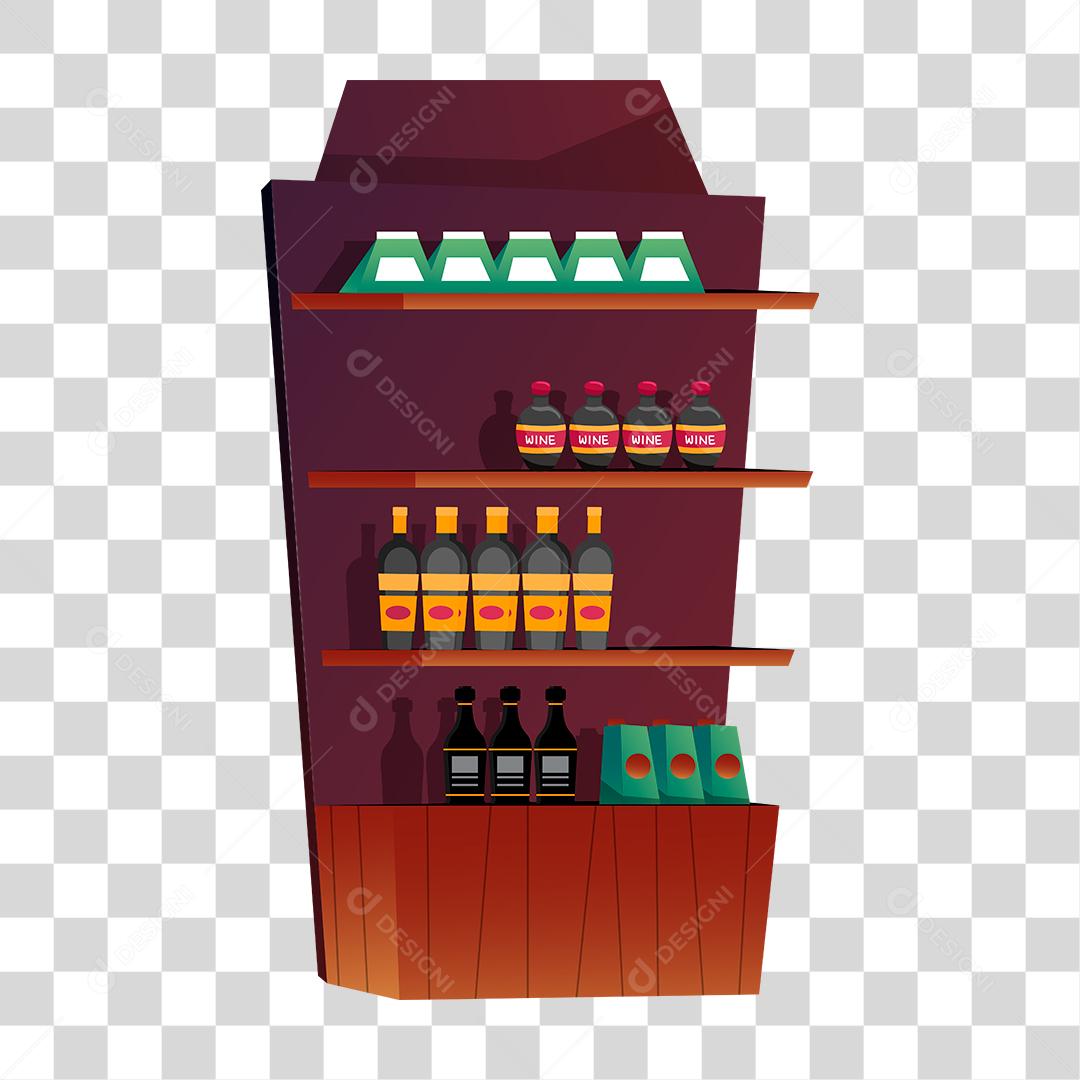 Desenho de uma prateleira com mercadorias