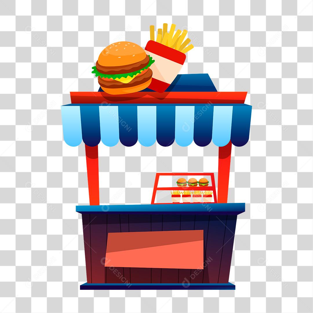 Desenho de uma vendinha de Sanduiche e batata frita