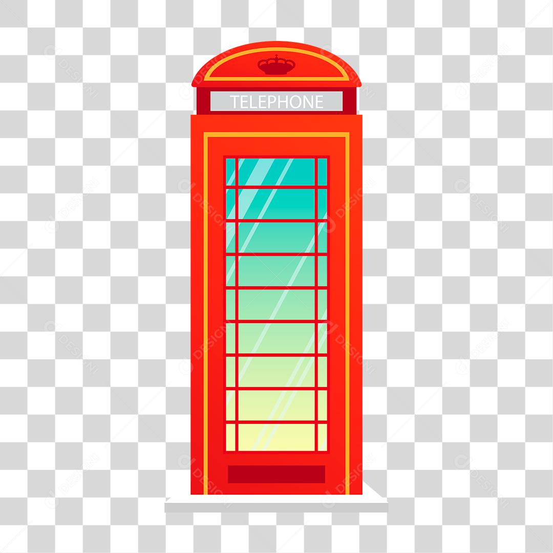 Desenho de uma cabine telefônica vermelha