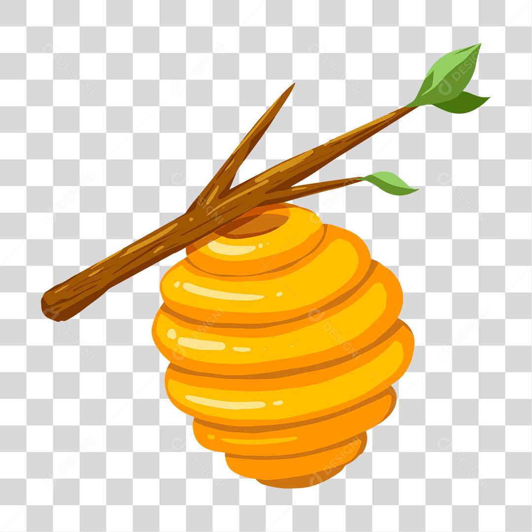 Desenho de colmeia sobre uma galhos de arvore