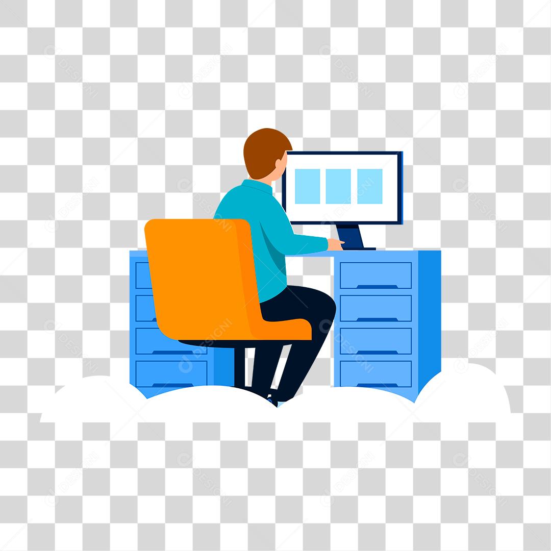 Desenho de pessoa mexendo notebook