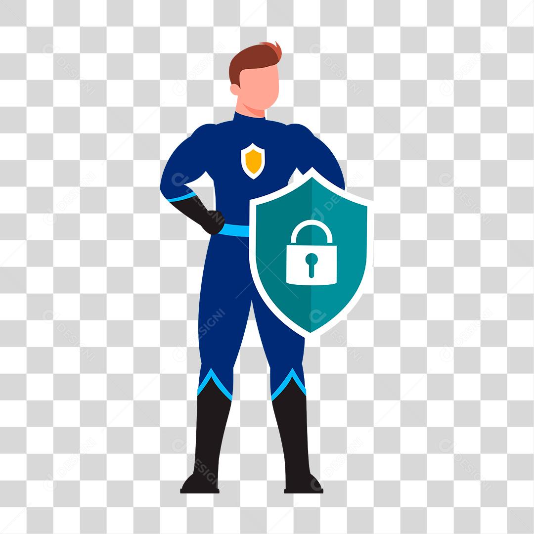 Desenho de homem protegendo