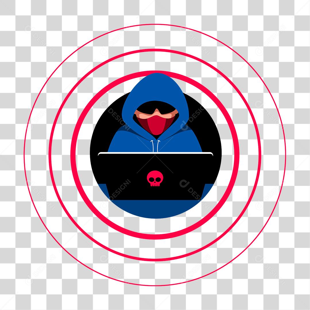 Desenho de hacker hackeando roubando informações