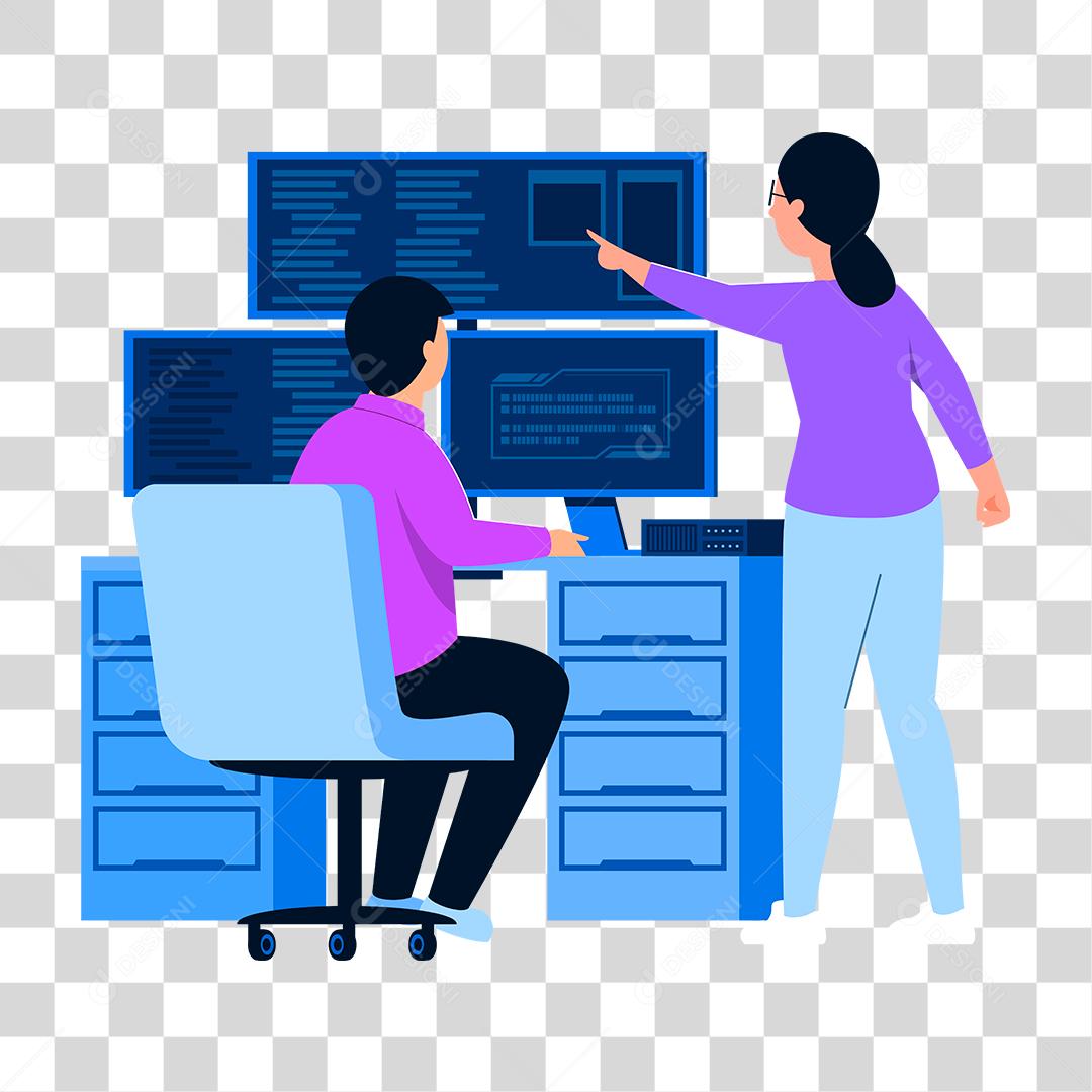 Desenho de homem ativando proteções para computador