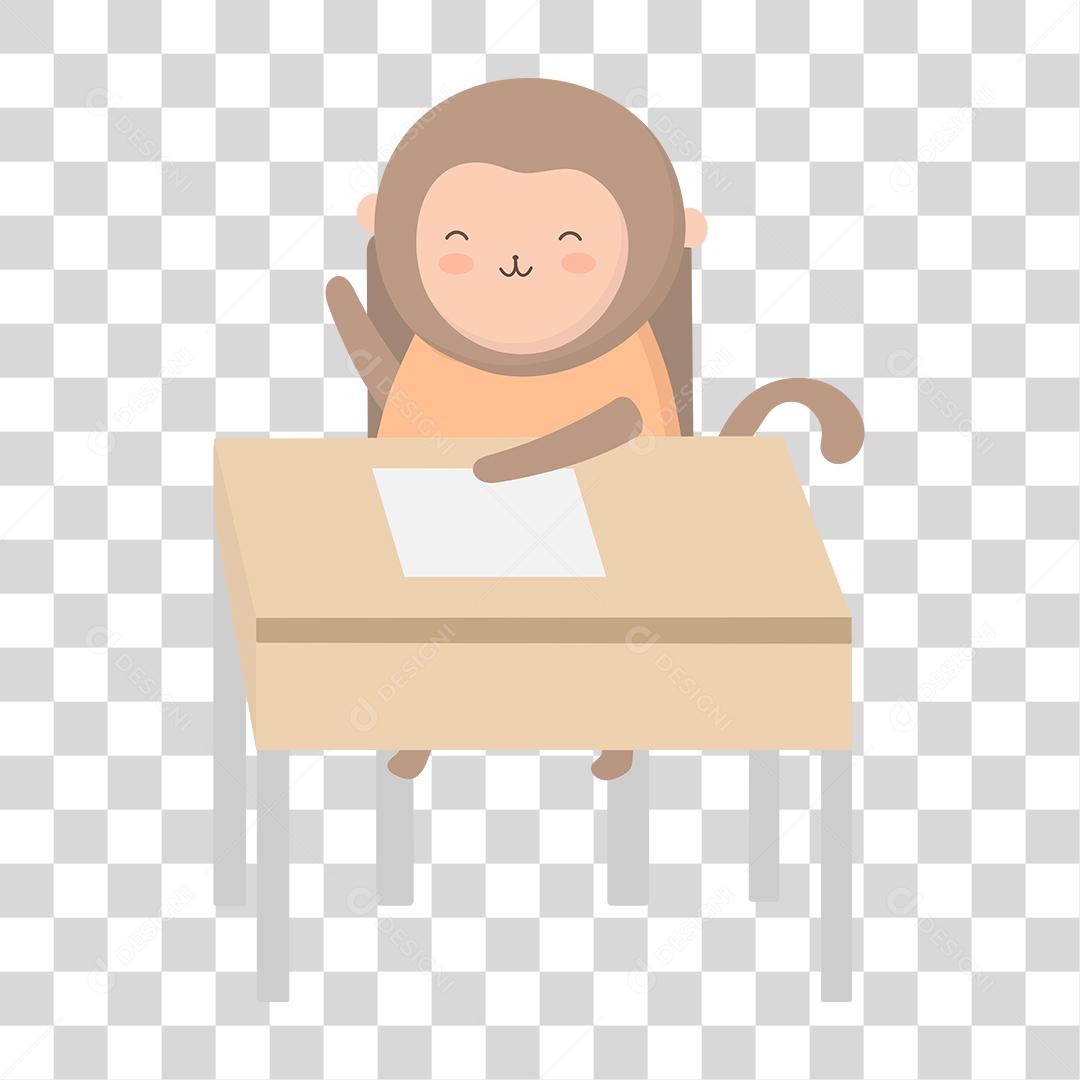 Desenho de animal estudando escola