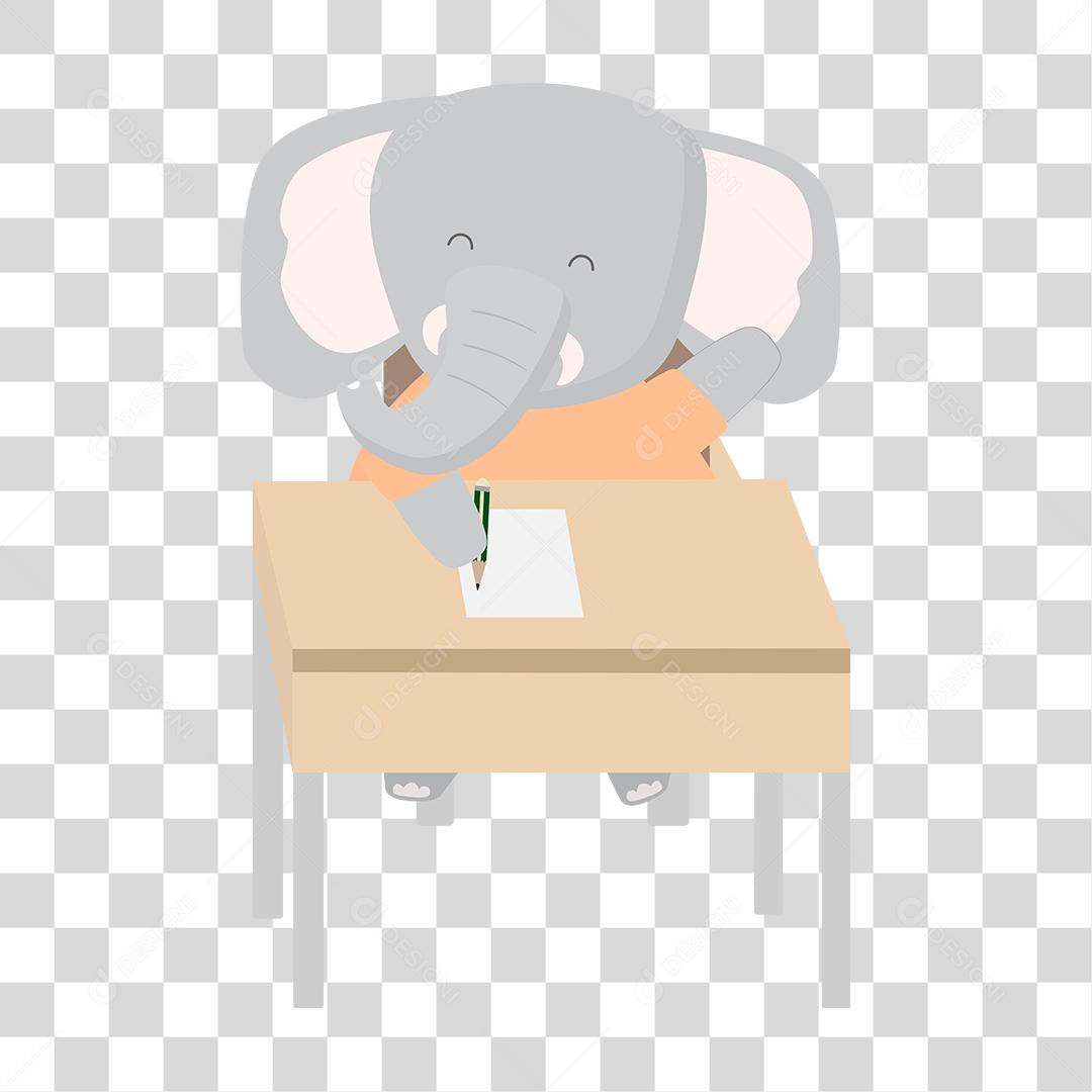 Desenho de animal estudando escola